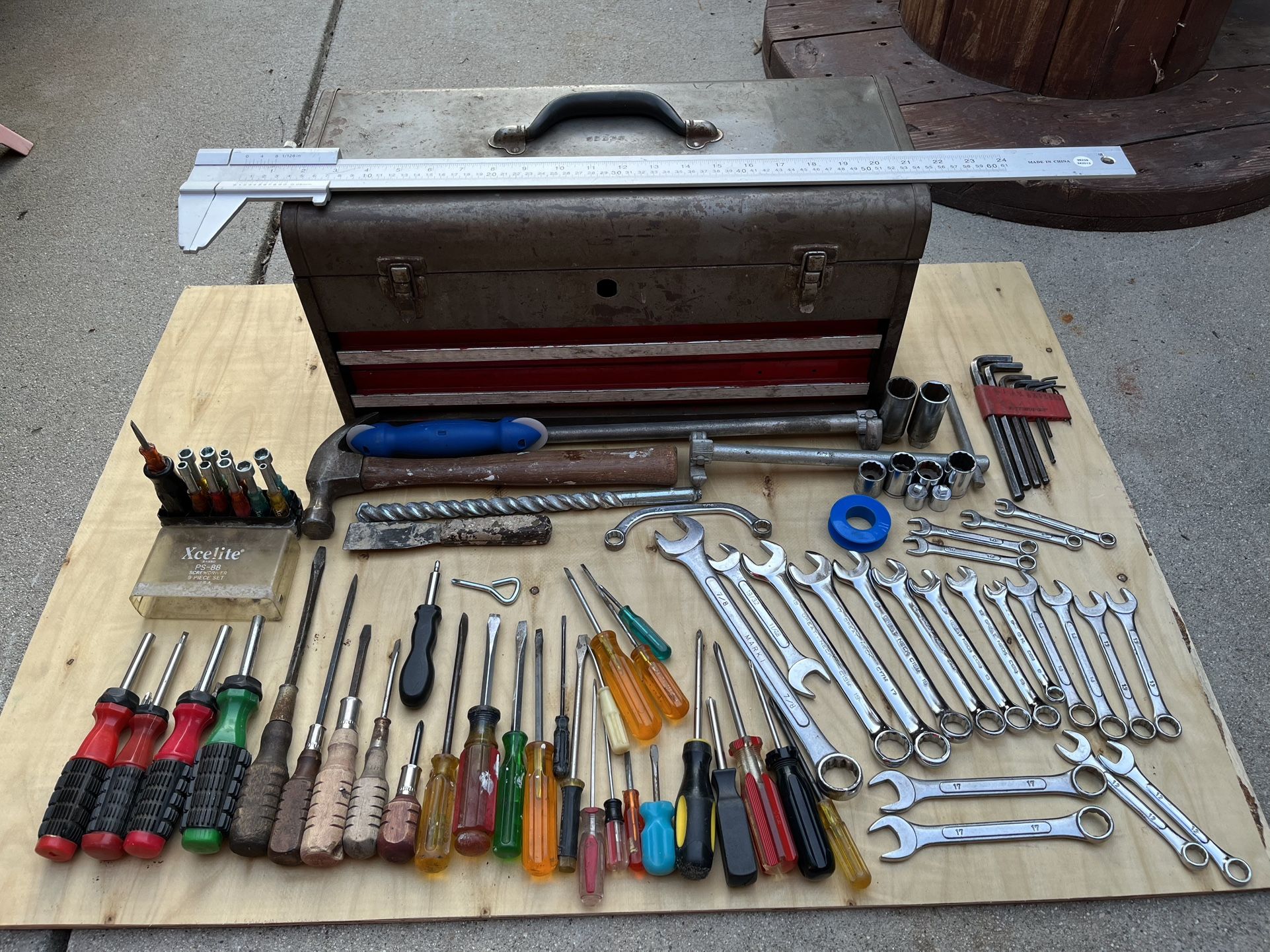 Vintage Craftsman Toolbox With Miscellaneous Tools