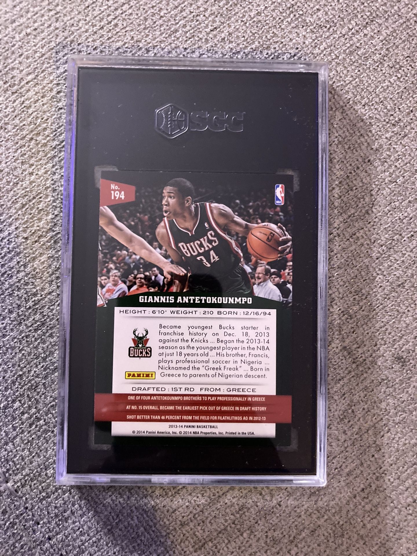 2013-14 Panini Giannis Antetokounmpo Rookie #194 BGS 9 | AI Art