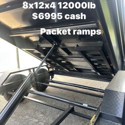Dump Trailer 8x12x4 12000lb /ramps $6995 Cash. 2025