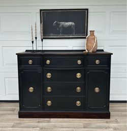 Refinished Solid Wood Vintage Buffet Furniture