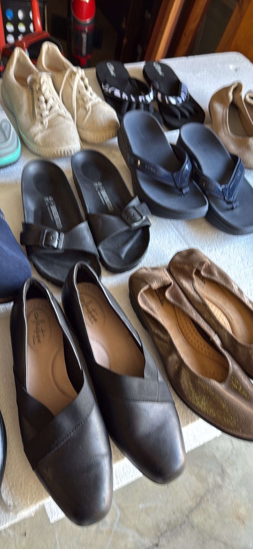 Assorted Ladies Shoes And Slippers For Sale Size 9 10 All in great condition Most are fairly new. Asking price is $60.00