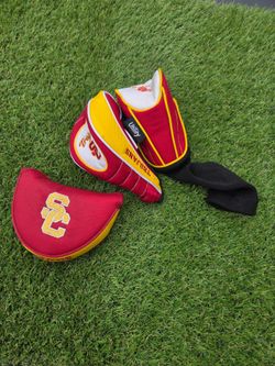 USC Trojans Golf Putter and Hybrids Golf Headcovers, Pre-owned