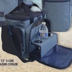 Bella Russo Blue 2-Tone 12"-3 Can Holder Cooler Bag 💯% Brand New Never Used