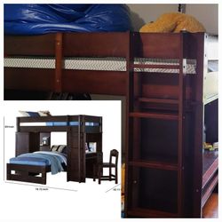 Bunk Bed Loft Style With Storage, Desk, Chair