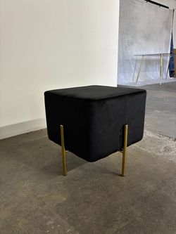 Black Brand New Velvet Ottoman Square Foot Stool 