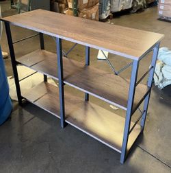 Entryway Console Table with Storage for Hallway 3-Tier Sofa Table Taupe Wood