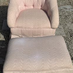 Vintage Pink Chair And Ottoman 