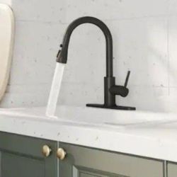 Luxury Kitchen Faucet Sprayer 3 mode with Deck Plate  Matte Black