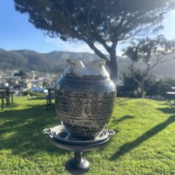 Vintage Unique Handmade Ceramic Decorative Black Gray Pottery, signed