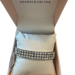 Silver Multi- Row Crystal Bracelet 