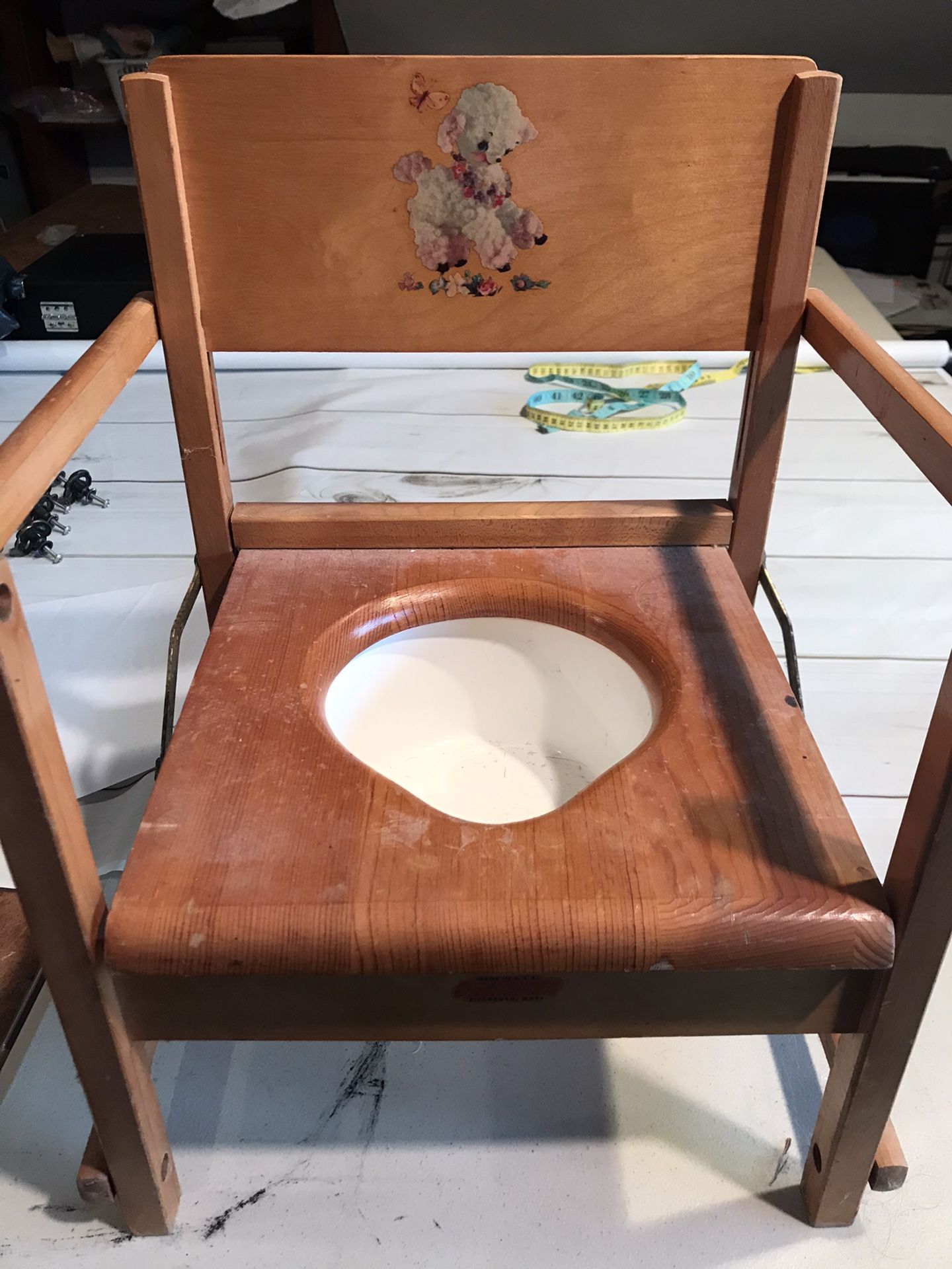 Oak Hill Folding vintage potty chair