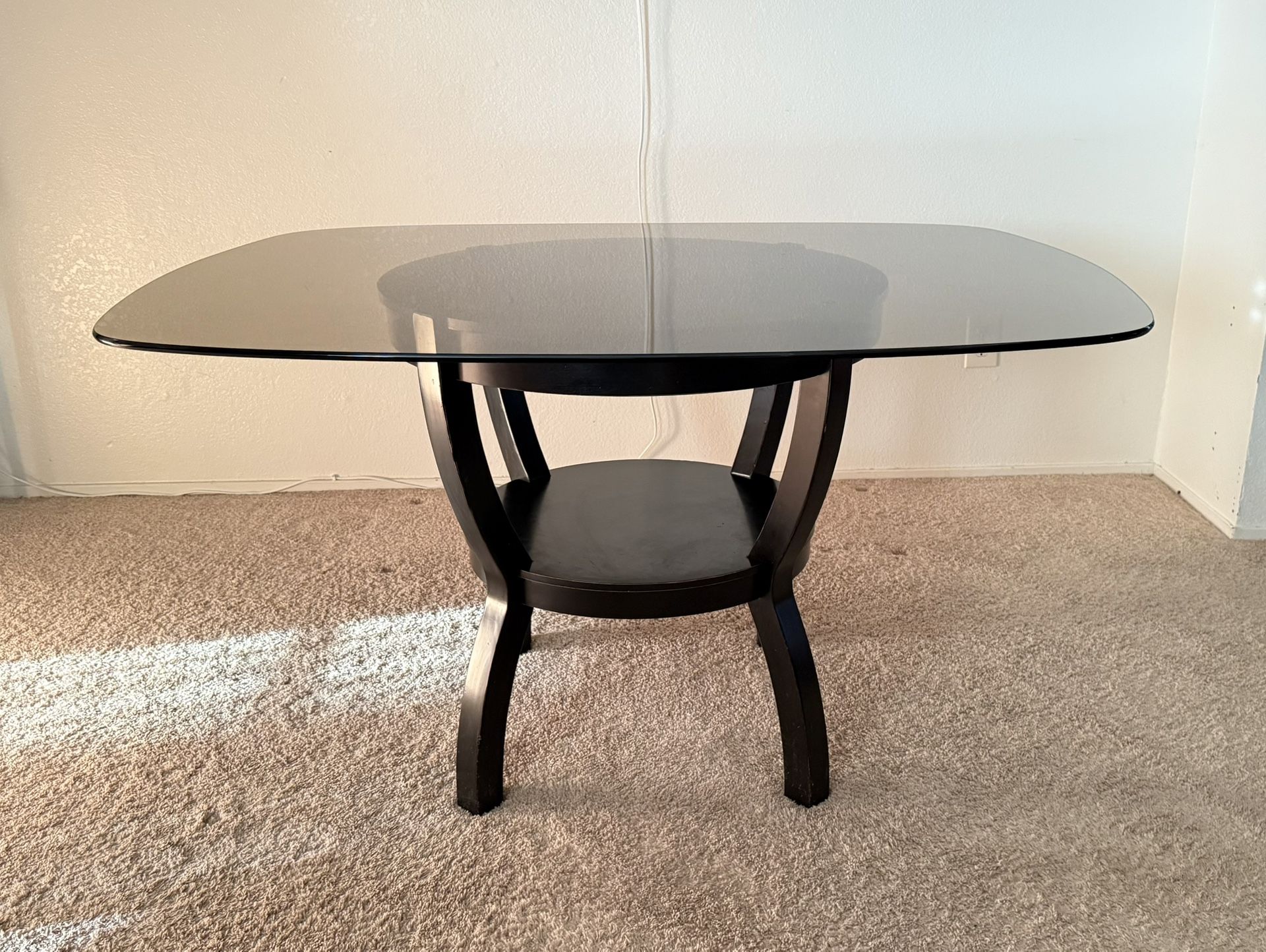 glass & wood dining table w/ storage 