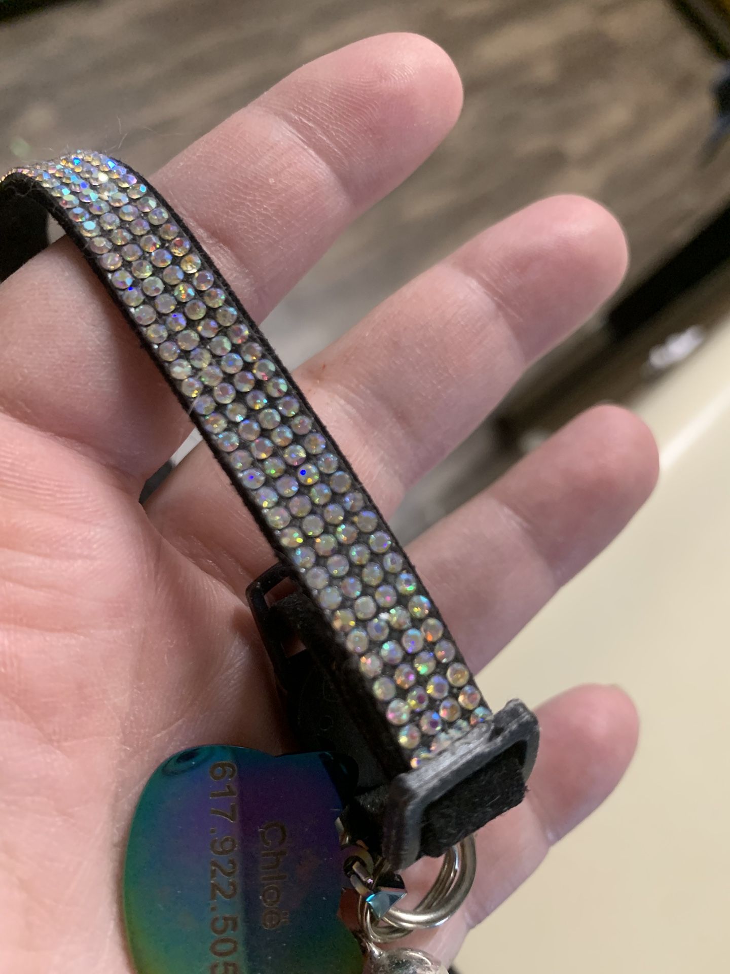 Black & Rhinestone Cat Or Dog Collar