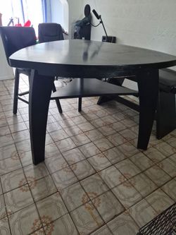 Black Faux Leather bench with table