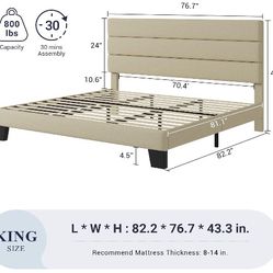 King bed frame with headboard