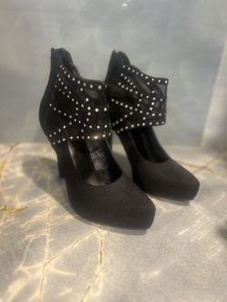 Black Rhinestoned High Heels