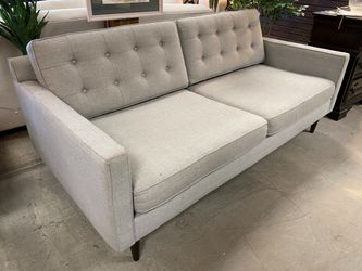 WEST ELM Grey Fabric Tufted Back Sofa