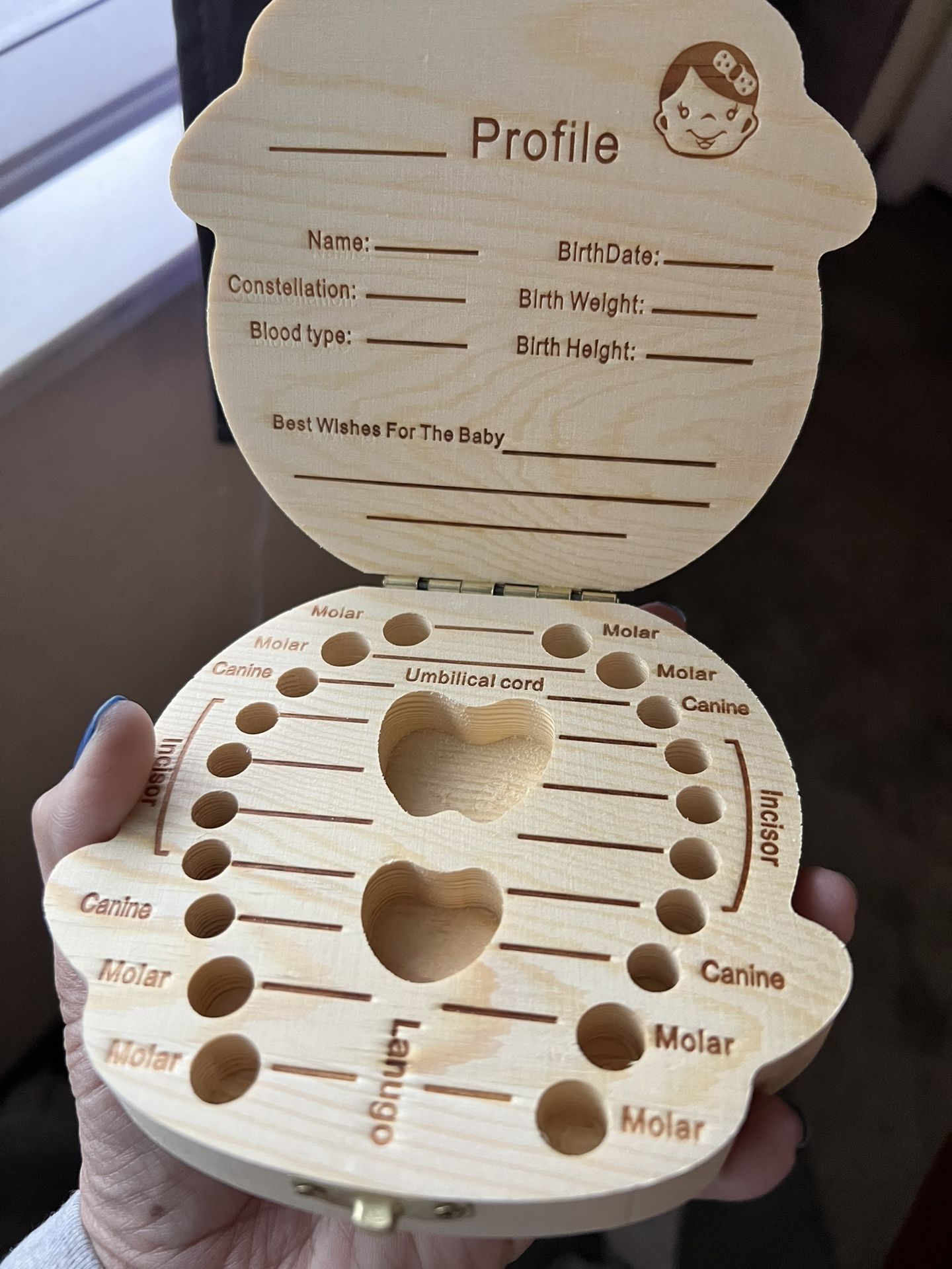 $20 Barka Ave Baby Teeth Box Save Wooden Boxes First Haircut Keepsake Tooth Fairy Box Personalized Tooth Holder for Girl