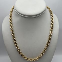 14k Yellow Gold Solid 18” 6.5mm Rope Chain 