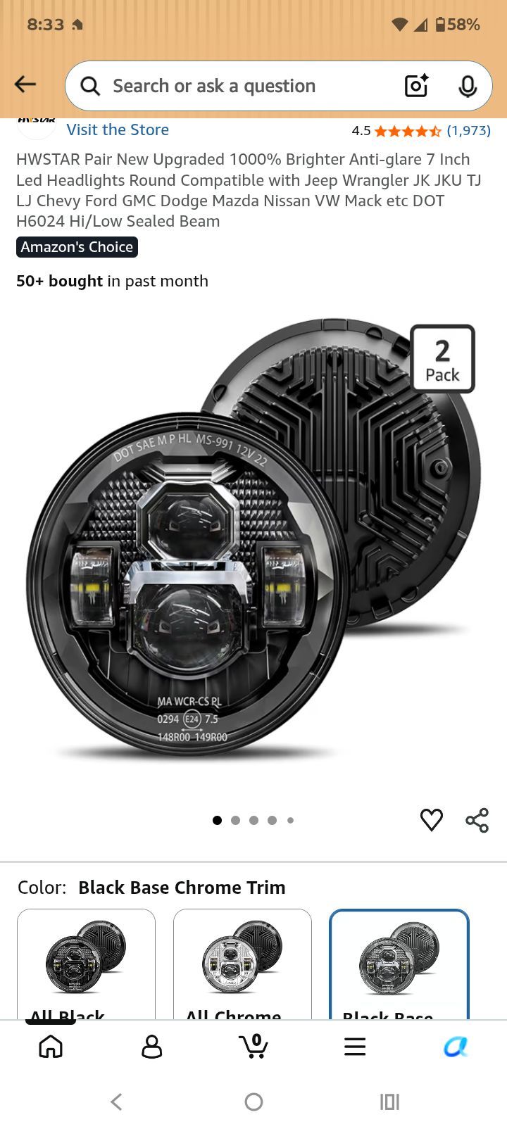 HWSTAR Pair New 1000% Bright Anti-glare 7 Inch Led Headlights Round Compatible with Jeep Wrangler JK JKU TJ LJ Chevy Ford GMC Dodge Mazda Nissan Mack