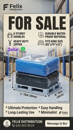 Heavy-Duty King Mattress Moving Bags with Handles
