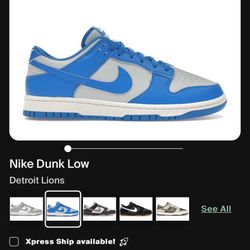 Nike Dunk Low “Detroit Lions” Sz 11