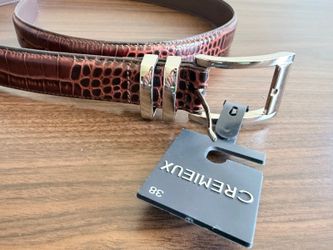 Cremieux Croc-Embossed Leather Belt Size 38