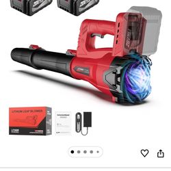 Leaf Blower Cordless with 2 x 4.0Ah Battery and Charger, 160MPH/580CFM High Power Lightweight Handheld Electric Snow Blower with 2 Extended Tubes for 