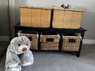 Kids Toys, Baskets, Shelf And Stuffed Bear