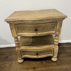 Wooden 2 Drawer Charging Nightstand