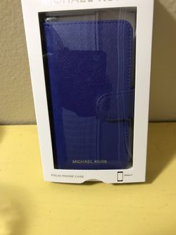 Michael Kors Leather Folio iPhone7 Phone Case Electric Blue