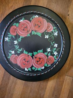 Hand-Painted Halloween Pumpkin Lazy Susan