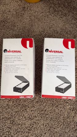 Universal Covered Business Card File Box – Set of 2