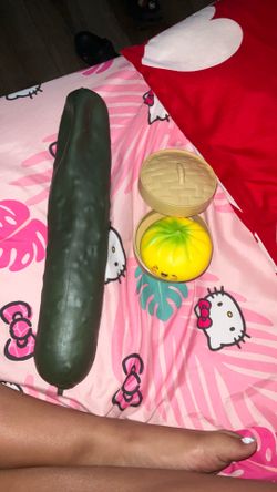 Pickle, green, dumpling, yellow, and a little bit of green on top