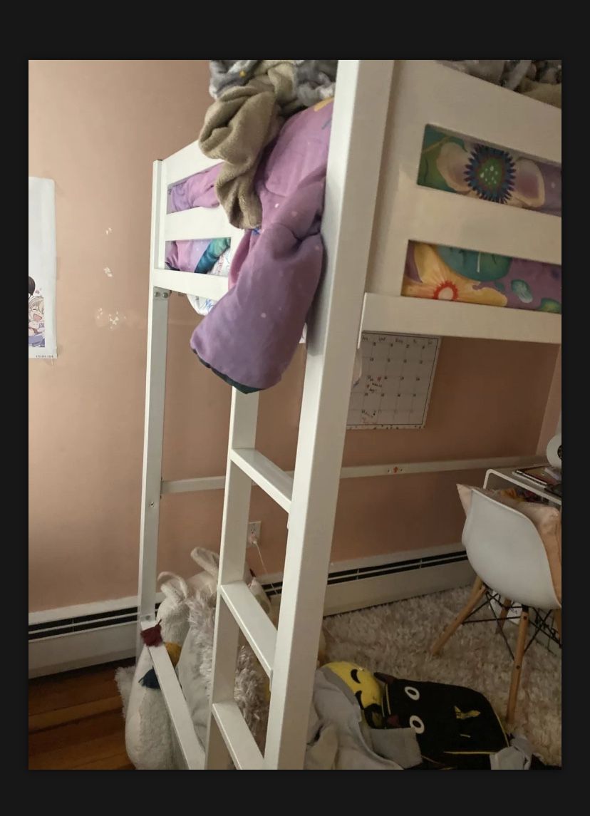 Twin White Bunk Bed Frame 