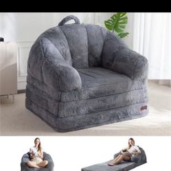 Folding Sofa Bed, 2 in 1 Convertible Sofa to Lounger Comfy Single Bean Bag Chair for Adults, Floor Sleeper Couch