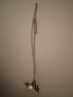 Silver leaf and pearl necklace