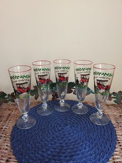 5 vintage Tall drinking glasses