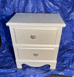 White 2 Drawer Wooden Nightstand