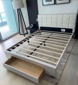 NEW BED FRAME QUEEN SIZE WITH MATTRESS AND BOX SPRING