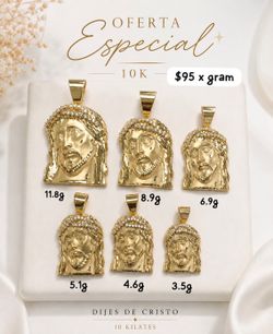 10K Gold Jesus Pendants / Dijes de Cristo en Oro 10K