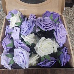 Fake Purple And White Roses