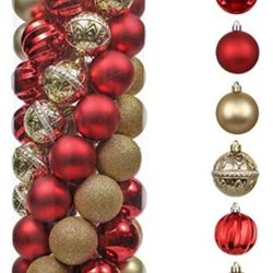 50ct 60mm Luxury Red Gold Shatterproof Christmas Ball Ornaments