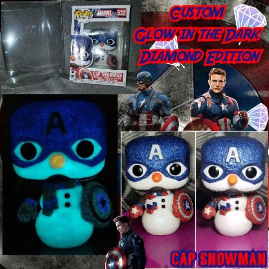Funko Pop, Custom Glow & Diamond  Cap Snowman