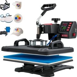 Heat Press 5 in 1 Heat Press Machine 12x15 Clamshell Sublimation Transfer Printer 900W Vinyl Heat Press
