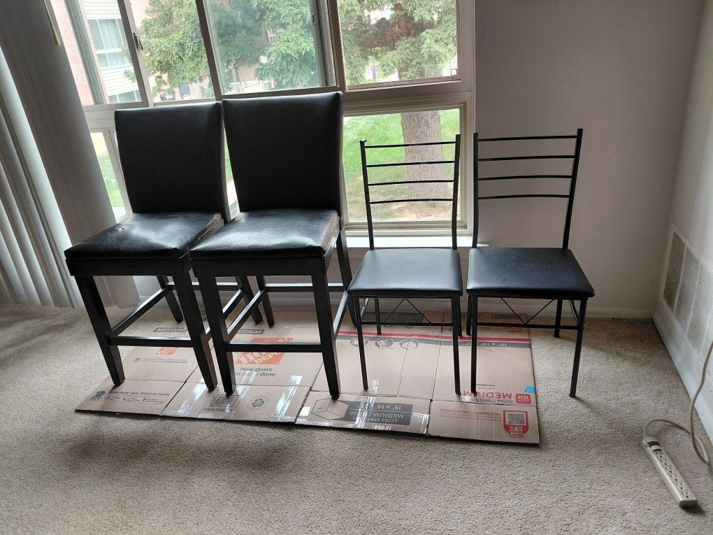 4 Black Chairs 2/$25 All 4-- $40 No Delivery NE Philly 