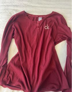 Calvin Klein Ribbed Henley Long Sleeve Top