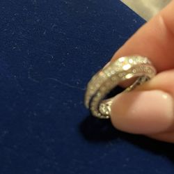 Sale $50  Silver & CZ   Eternity Band  Ring  Size 7