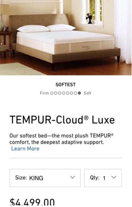 Tempurpedic cloud luxe 1.0 king mattress