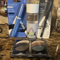 set of 5 almay-2 eyeshadow palette•remover•black/brown liner•black mascara•all for $15